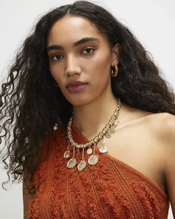 Gold coin collar necklace