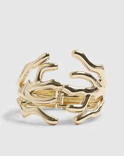 Gold Coral Bangle Bracelet