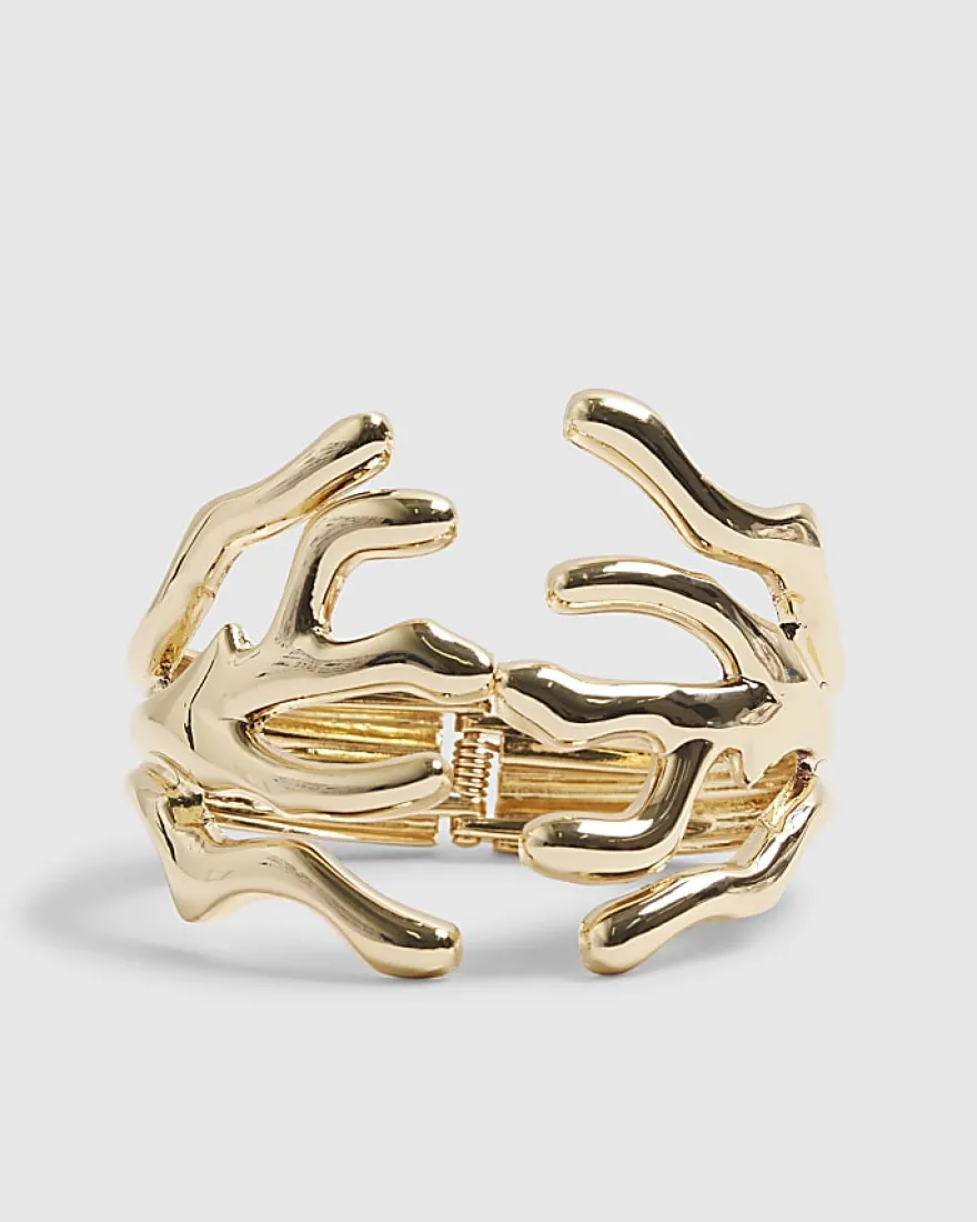 Gold Coral Bangle Bracelet