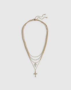 Gold Cross Layered Necklace