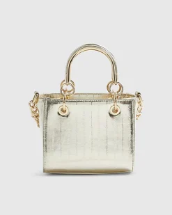 Gold 3D Floral Applique Tote Bag