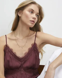 Gold Diamond Simulant Double Layered Necklace