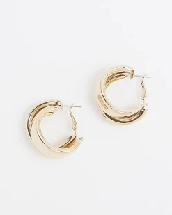 Gold Double Wrap Chunky Hoop Earrings