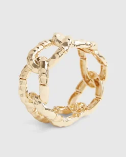 Gold Hammered Link Stretch Bracelet