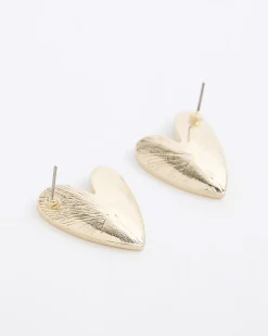 Gold Heart Stud Earrings