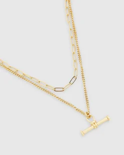 Gold Layered T-bar Necklace
