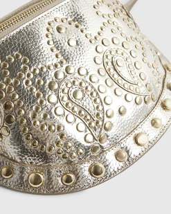 Gold Leather Studded Bum Bag