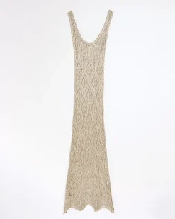 Gold Metallic Knit Maxi Dress