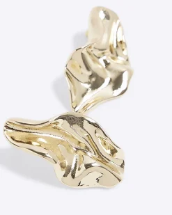 Gold Molten Stud Earrings