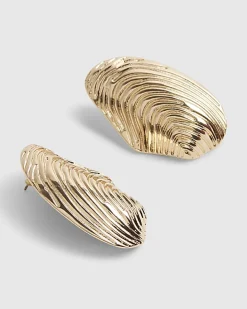 Gold Mussel Shell Stud Earrings