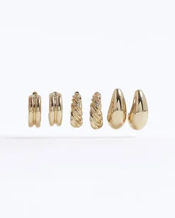 Gold Pack Of 3 Hoop Earrings