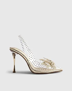 Gold Perspex Butterfly Court Heels