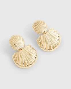 Gold Ridge Shell Earrings