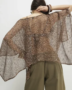 Gold Sequin Knitted Cape