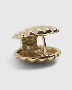 Gold Shell Huggie Hoop Earrings