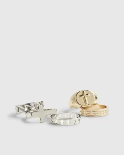 Gold Silver Metal Multi Pack Of 7 Rings
