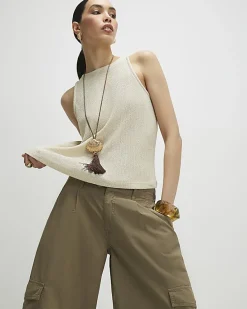 Gold Sleeveless Metallic Vest Top