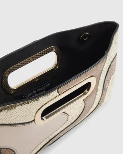 Gold Swirl Panel Metallic Clutch Bag