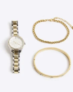 Gold Watch And Bracelet Multipack