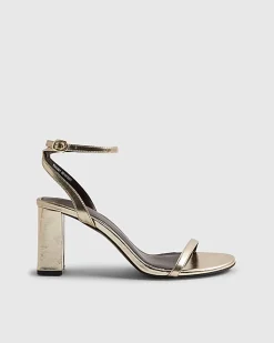Gold Wide Fit Open Toe Heeled Sandals