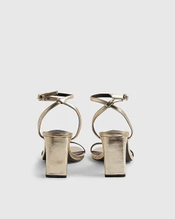 Gold Wide Fit Open Toe Heeled Sandals