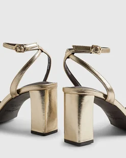Gold Wide Fit Open Toe Heeled Sandals
