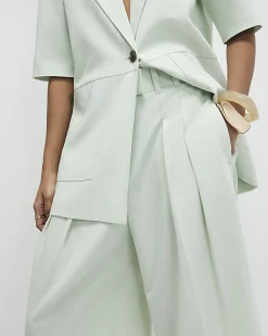 Green Ankle Grazer Tailored Trousers