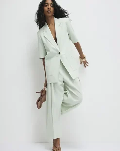 Green Ankle Grazer Tailored Trousers