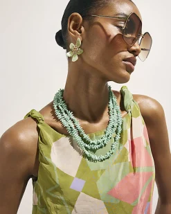 Green Asymmetric Placed Print Top