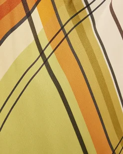 Green Check Print Column Midi Dress