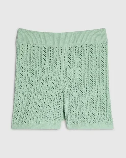 Green Crochet Knit Shorts