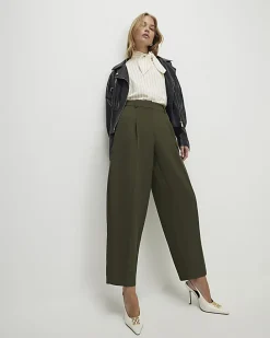 Green Draped Barrel Leg Trousers