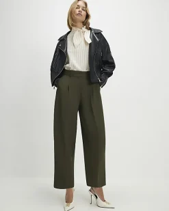 Green Draped Barrel Leg Trousers