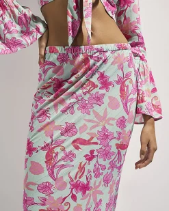 Green Floral Maxi Skirt