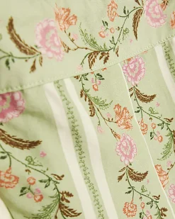 Green Floral Ruffle Trim Corset Top