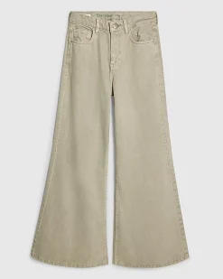 Green High Waisted Wide Flared Leg Jeans