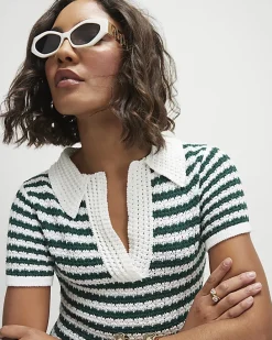 Green Knitted Polo Mini Dress