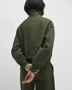 Green Linen Blend Swing Jacket