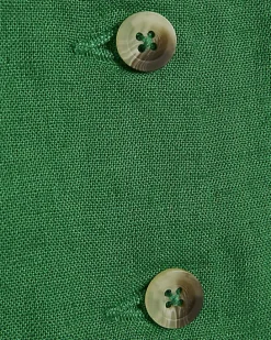 Green Linen Blend Waistcoat