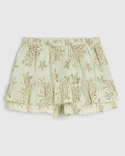 Green Marine Print Metallic Mini Beach Skirt