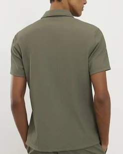 Green Muscle Fit Stretch Ribbed Shirt