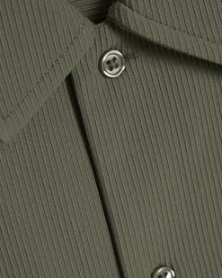 Green Muscle Fit Stretch Ribbed Shirt