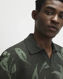 Green Open Collar Botanic Knit Jumper