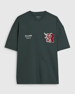 Green Oversized Fit R Badge T-Shirt