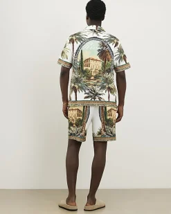 Green Palm Tree Print Pull On Shorts