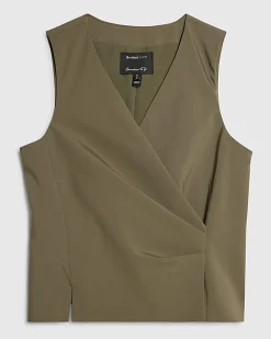 Green Pleat Front Sleeveless Top