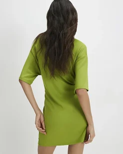 Green Premium Tie Front Mini Dress