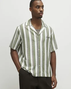 Green Regular Fit Striped Shirt