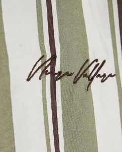 Green Regular Fit Striped Shirt