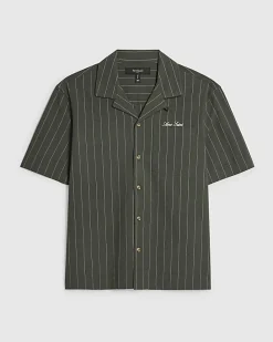 Green Regular Fit Textured Stripe Shirt